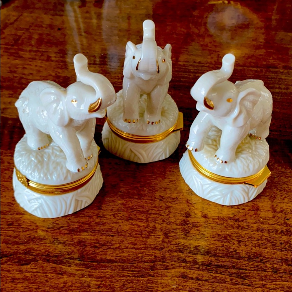 Lenox Treasure Set of 3 Elephant Good Luck Boxes